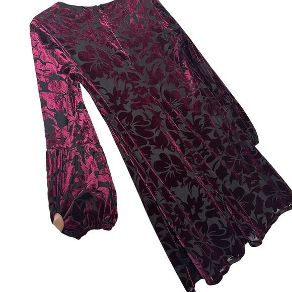 Neiman Marcus Whimsigoth Velvet Burnout Dress Fairy Gothic Gypsy Dark Romantic - Picture 6 of 12